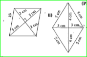 find the area of the following rhombuses.