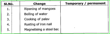 some changes are listed below. Classify them as temporary or permanent.