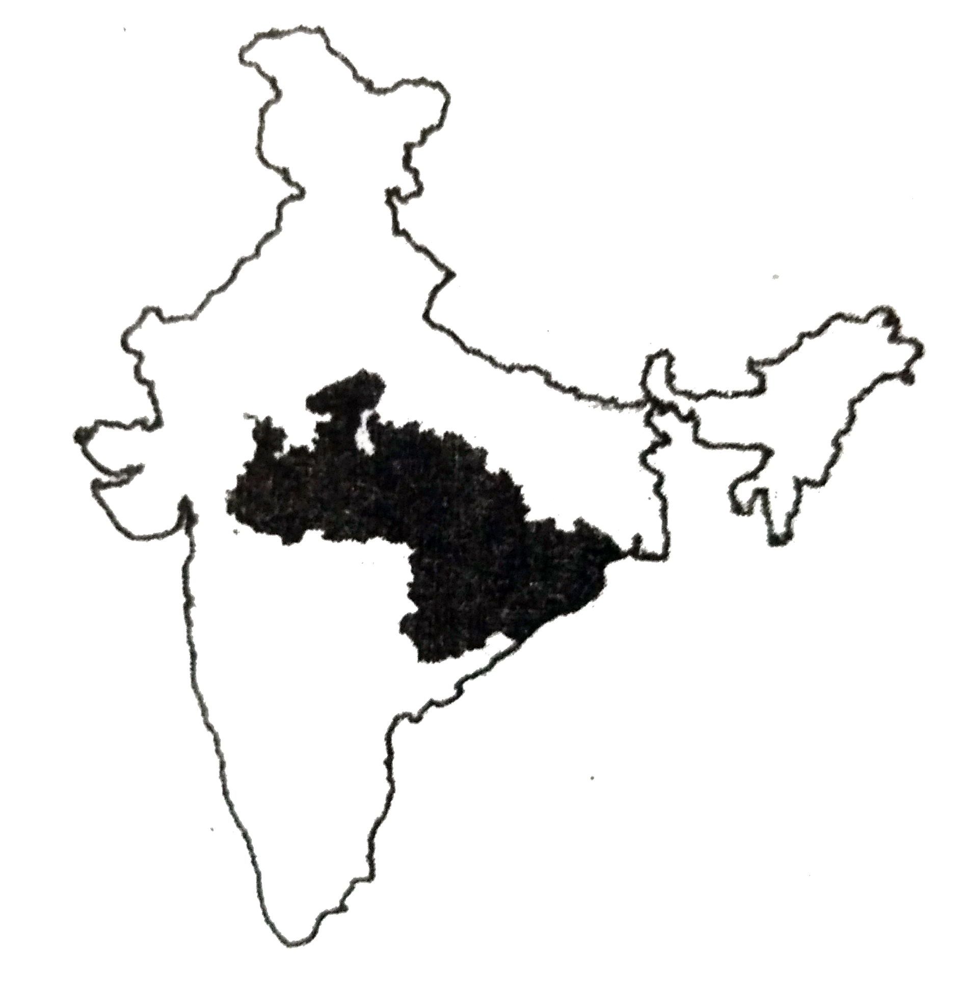 In the map given above, what is the population density in the region represented by the shaded area ?