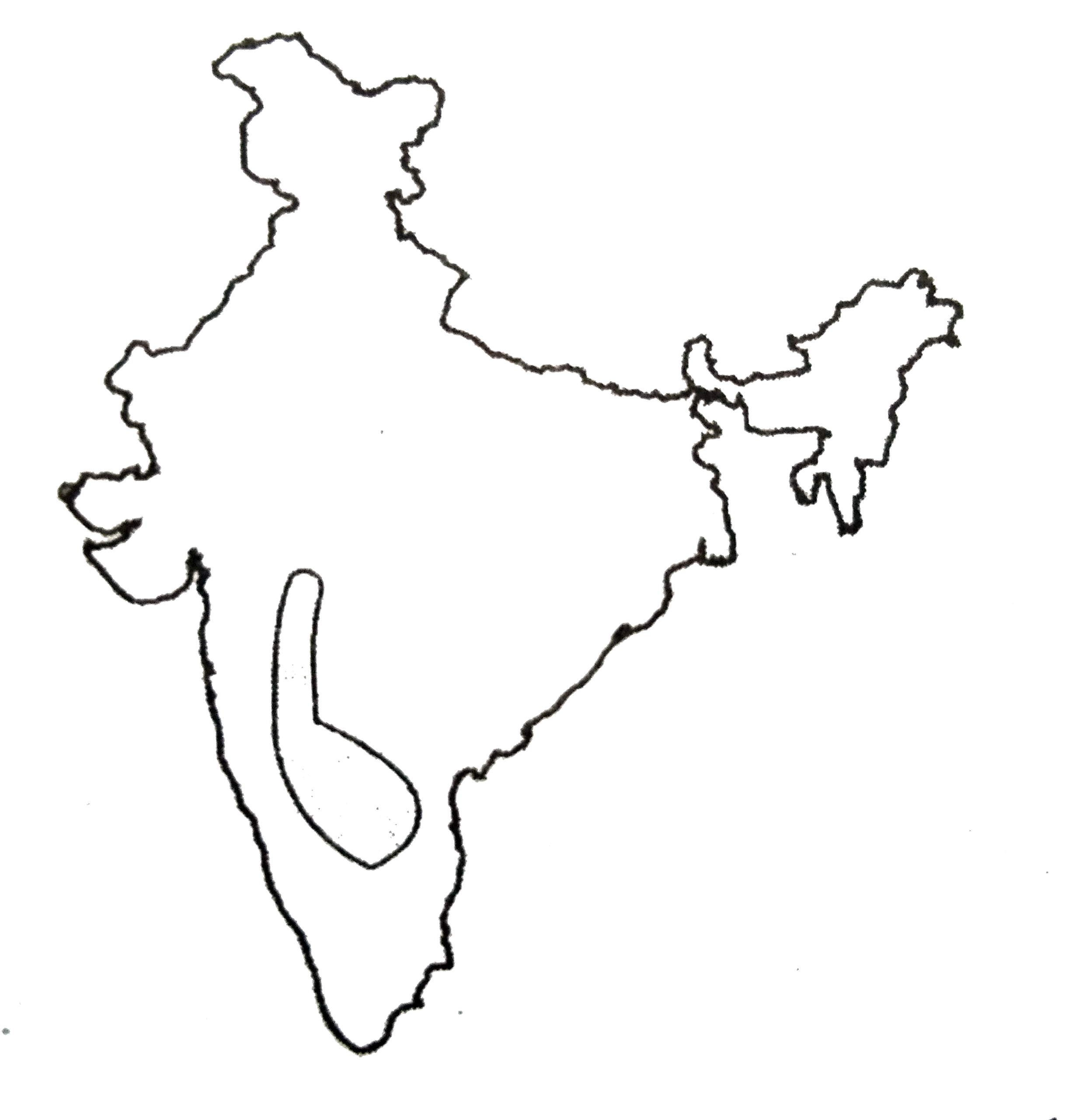 In the above map, the marked area shows which one of the following ranges of annual rainfall received by that area?