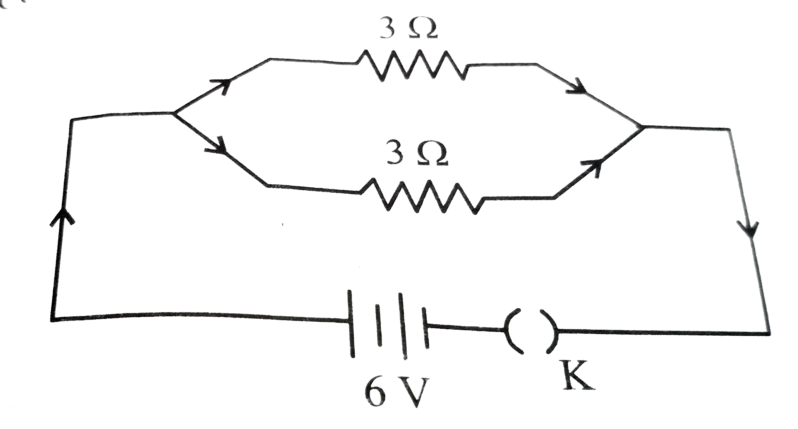 Consider the following circuit :      The current flowing the rhrough each of the resistors connected in the above circuit is