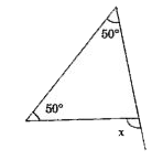 Find the value of the unknown exterior angle x in the following diagrams