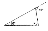 Find the value of the unknown interior angle x in the following figure