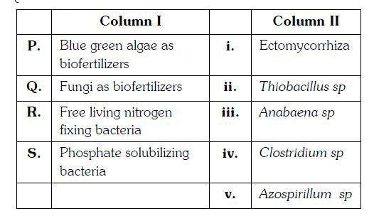 Match the items in column I with those in column II and choose the correct answer