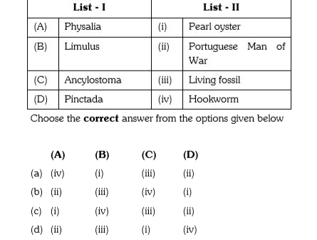 Match the following