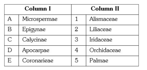 Match the item in column I with column II and choose the correct answer