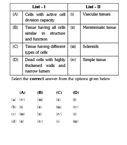 Match List - I with List - II