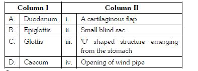 Match the two columns and select the right one among options given