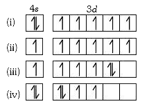 Out of the following electronic arrangements for outer electronic configurations      The most stable arrangement is