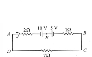 The magnitude and direction of the current in the following circuit is