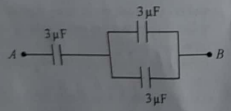The equivalent capacitance of the system shown in the following circuit is: