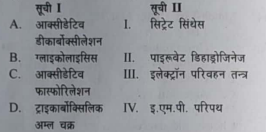 सूची I को सूची II के साथ सुमेलित कीजिए   नीचे दिये गये विकल्पों में से सही उत्तर चुनिए :