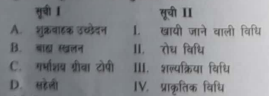 सूची I को सूची II के साथ सुमेलित करो।     नीचे दिए गए विकल्पों में से सही उत्तर का चयन करो।