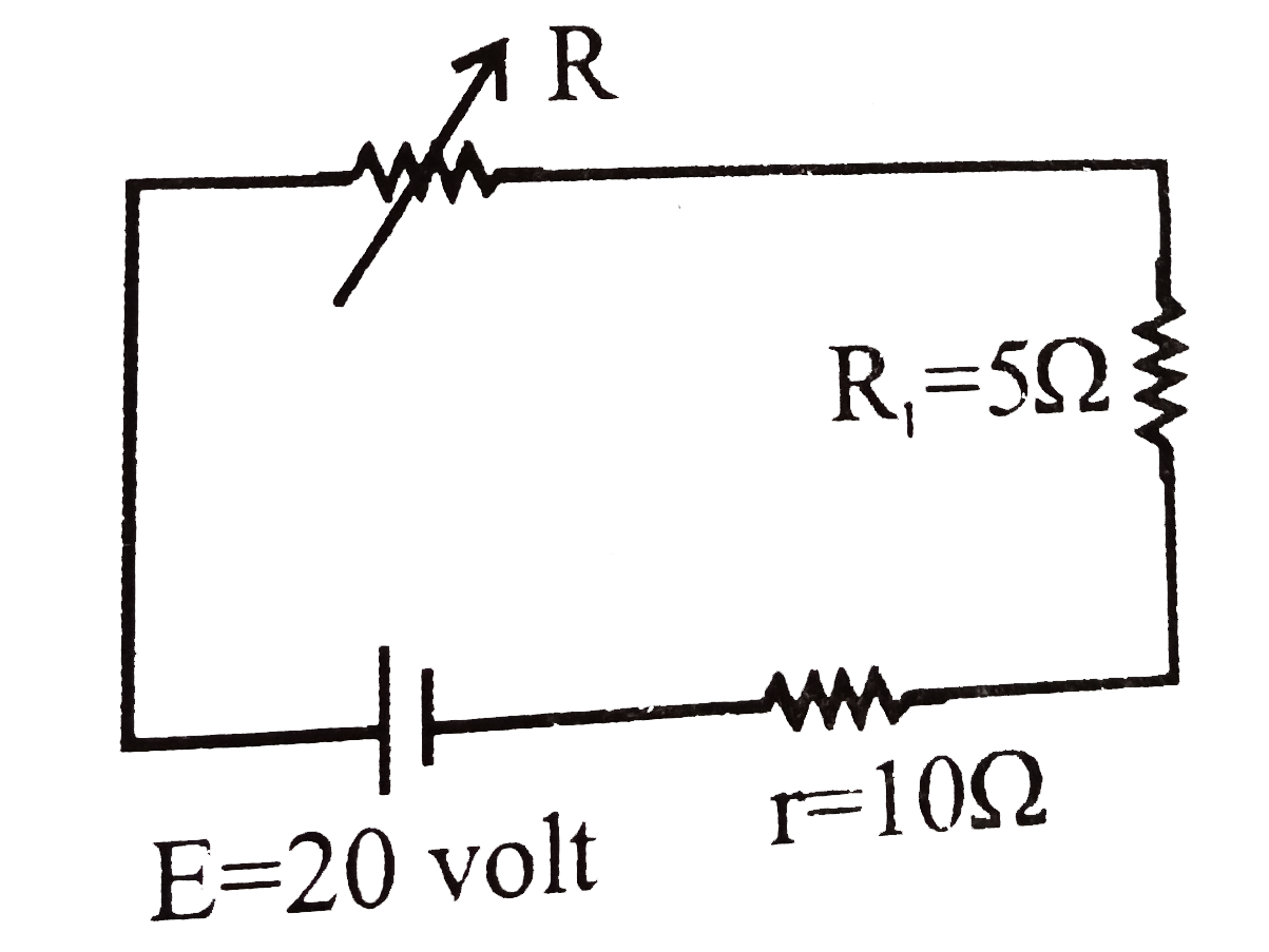 Statement-1: For zero value of R in circuit power transfer in external resistance will be maximum.      Statement-2: Since R(1)gtr in the given circuit, So, power transfer in external resistance will be maximum when R=0,