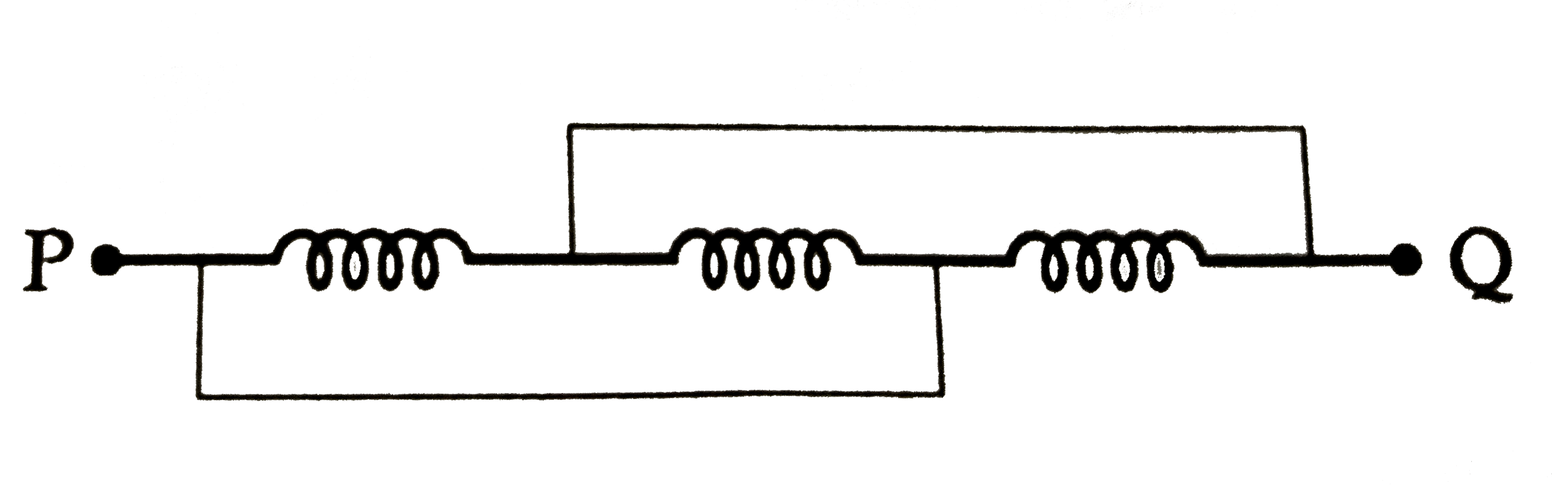 Pure inductors each of inductance 3 H are connected as shown in figure. The equivalent inductance of the circuit is
