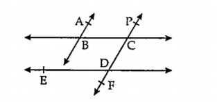 आकृतीमध्ये जर रेषा AB || रेषा CF आणि रेषा BC || रेषा ED तर सिद्ध करा angle ABC  = angle FDE
