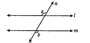 आकृतीमध्ये, जर angle a cong  angle b  तर सिद्ध करा रेषा l || रेषा m.