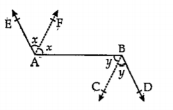 आकृतीमध्ये, किरण AE  || किरण BD, किरण AF हा angle EAB चा आणि किरण BC हा angle ABD  चा दुभाजक आहे, तर सिद्ध करा की, रेषा AF | | रेषा BC.