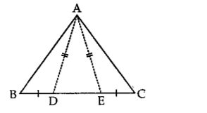 आकृतीमध्ये triangle ABC च्या BC बाजूबर D आणि E बिंदू असे आहेत की BD =  CE तसेच AD = AE तर दाखवा की,  triangle ABD cong  triangle ACE.