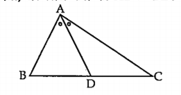 आकृतीमध्ये triangle ABC च्या angle BAC चा दुभाजक BC ला D बिंदूत छेदतो, तर सिद्ध करा की AB  gt BD.