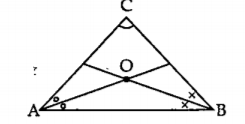 triangle ABC  मध्ये angle A ब angle B चे दुभाजक बिंदू O मध्ये छेदतात, जर angle C= 70^@  तर angle AOB  चे माप काढा.