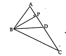 शेजारील आकृतीत triangle ABC  च्या AC या बाजूवर D बिंदू असा आहे. AC=16, DC=9, BP bot AC ,  तर खालील गुणोतरे काढा.      (A(triangle ABD))/(A(triangle ABC))
