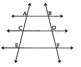 दिलेल्या आकृतीमध्ये AB | | CD | | EF. जर AC = 5.4. CE = 9, BD = 7.5 तर घौकटी योग्य प्रकारे भरून DF काढा.