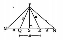 आकृतीमध्ये M-Q-R-N. दिलेल्या माहितीवरून सिद्ध करा :   PM= PN= asqrt{3}