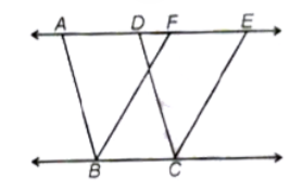 समांतर चतुर्भुज ABCD का क्षेत्रफल 80 वर्ग सेमी है । यदि समांतर चतुर्भुज FBCE में EF = 8 सेमी है, तो Delta DCE का शीर्षलंब ज्ञात कीजिए ।