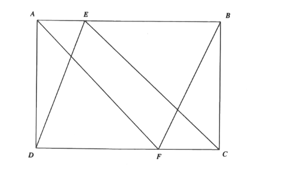In the figure, the area of parallelograms EBFD and AECF are 3 and 2, respectively. What is the area of rectangle ABCD?