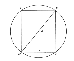 In the figure, ABCD is a rectangle inscribed in the circle shown. What is the length of the smaller arc DC ?