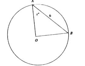 In a triangle with sides of lengths 3,4, and 5, the smallest angle is 37.87^@. In the figure, O is the center of the circle of radius 5. A and B are two points on the circle , and the distance between the points is 6. what is the value of x?