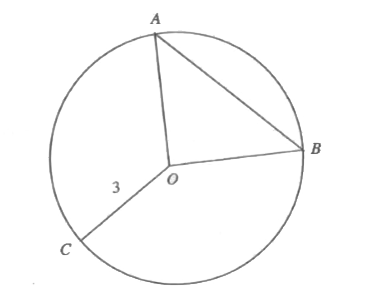 In the circle shown in the figure, the length of the arc ACB is 3 times the length of the arc AB. What is the length of the line segment AB ?