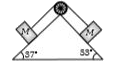 The acceleration of system of two bodies over the wedge as shown in figure is