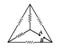 In the network shown in the figure, each of the resistance is equal to 2 Omega . The resistance between the points A and B is-