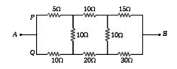 In the arrangement of resistances shown below, the effective resistance between points A and B is-