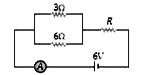 If the ammeter in the given circuit reads 2 A, the resistance R is-