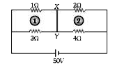 Current through wire XY of circuit shown is-