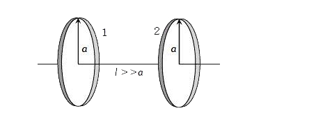 What is the mutual inductance of a two-loop system as shown with centre separation l