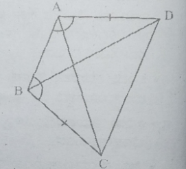 ABCD ಒಂದು ಚತುರ್ಭುಜ. AD = BC ಮತ್ತು angleDAB = angleCBA. ಆಗಿದೆ ( ಚಿತ್ರ ಗಮನಿಸಿ )  (i) triangleABD cong triangleBAC  (ii) BD = AC   (iii) angleABD = angleBAC