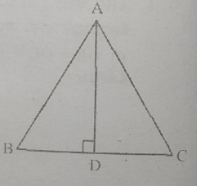 triangleABC, ಯಲ್ಲಿ BC ಯ  ಲಂಬರ್ಧಕವು AD  ಆಗಿದೆ (ಚಿತ್ರ ಗಮನಿಸಿ). AB = AC  ಆಗಿರುವಂತೆ triangleABC ಒಂದು ಸಮದ್ವಿಬಾಹು ತ್ರಿಭುಜ ಎಂದು ತೋರಿಸಿ.