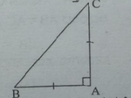 ABC  ಒಂದು ಲಂಬಕೋನ ತ್ರಿಭುಜವಾಗಿದೆ. angleA = 90^@ ಮತ್ತು AB  = AC.  ಆದರೆ angleB ಮತ್ತು angleC ಕಂಡುಹಿಡಿಯಿರಿ.