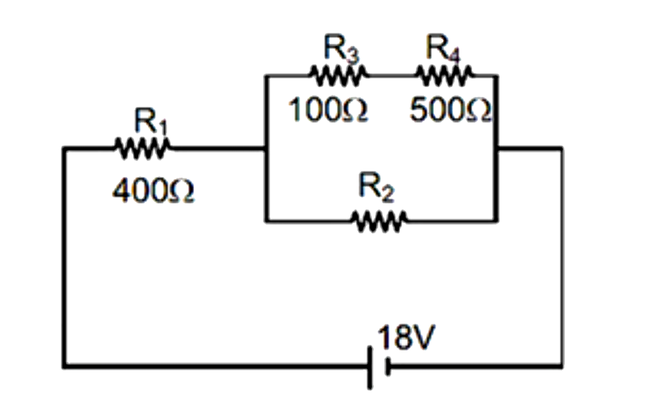 यदि 500Omega के सिरों पर वोल्टता 5 V है। तो R2 है: