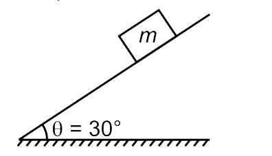 m द्रव्यमान के एक गुटके को 30^(@)  झुकाव वाले खुरदुरे आनत तल पर रखा गया है। गुटके और आनत तल के बीच घर्षण गुणांक 0.75 है। गुटके पर संपर्क बल है