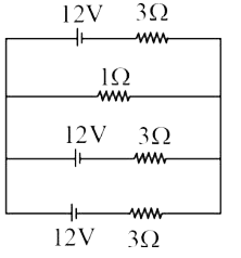 दिए गए परिपथ में, 1 Omega प्रतिरोध में प्रवाहित धारा होगी: