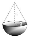 r आधार त्रिज्या के एकसमान ठोस लंब वृत्तीय शंकु को r त्रिज्या और समान घनत्व के एकसमान ठोस अर्द्ध-गोले में जोड़ा जाता है, ताकि इसका एक उभयनिष्ठ फलक हो। संयुक्त ठोस का द्रव्यमान केंद्र उभयनिष्ठ फलक पर स्थित है। शंकु की ऊंचाई है: