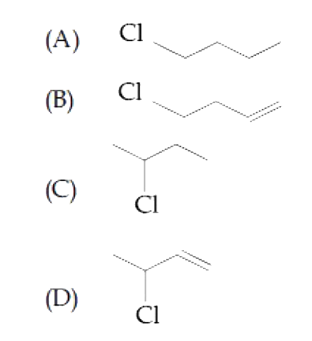 The decreasing order of reactivitly towards dehydrohalogenation (E(1)) reaction of  the following compounds is: