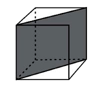 In a hypothetical solid, C atoms are found to form cubical close-packed lattice. A atoms occupy all tetrahedral voids and B atoms occupy all octahedral voids.       A and B atoms are of appropriate size, so that there is no distortion in the CCP lattice of C atoms. Now, if a plane as shown in the following figure is cut, then the cross section of this plane will look like