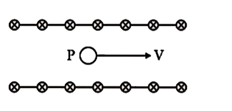 Two infinite sheets carrying current in same direction (of equal current per unit length K) are separated by a distance d. A proton is released from a point between the plates with a velocity parallel to the sheets but perpendicular to the direction of current in the sheets. Then the path of the proton is