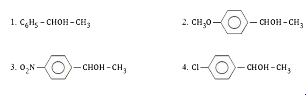 Arrange reactivity of given alcohols in decreasing order for dehydration reaction with concentrated H(2)SO(4)